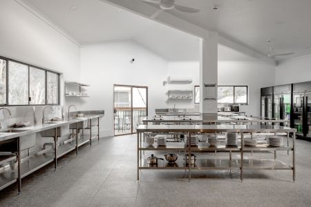 Wake Up! Byron Bay's hostel kitchen is clean, large with all the essentials you need for a comfortable backpacker's stay.