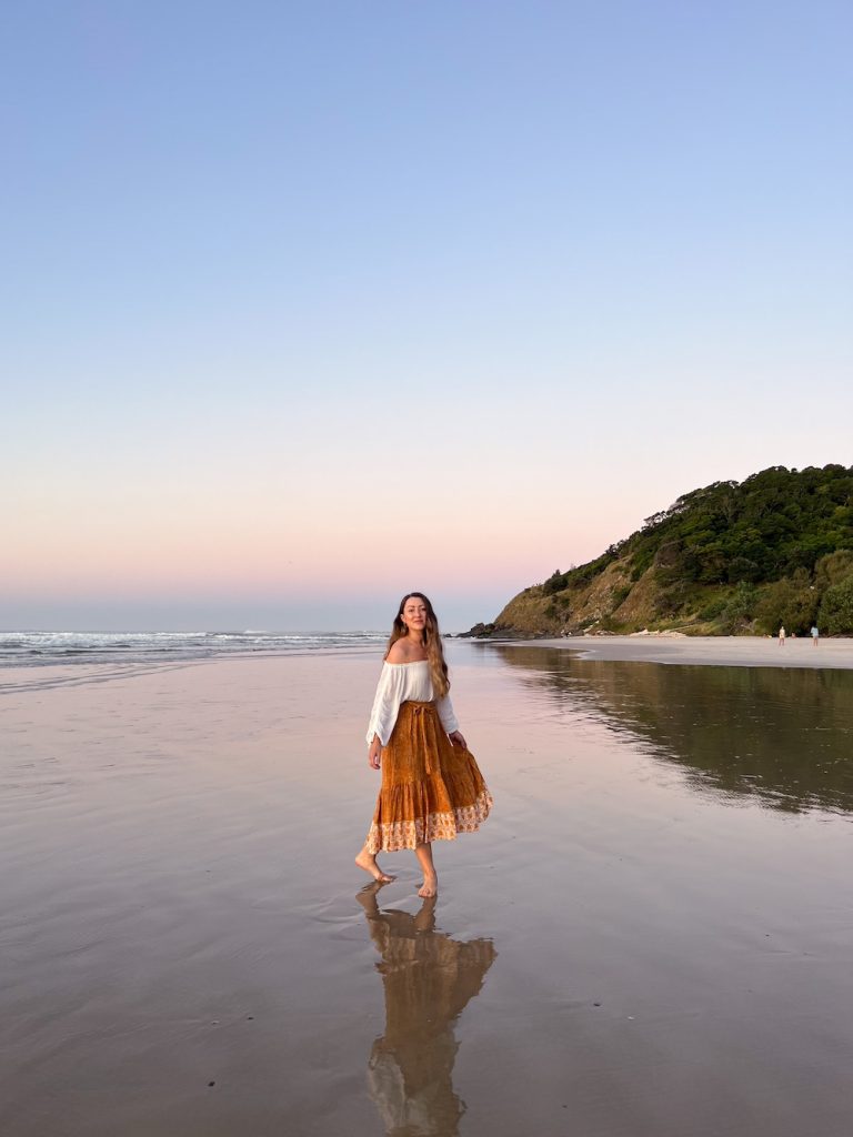 Caity Clarkson shares her recommendations for staying in Byron Bay, including catching the sunset at Wategos Beach.