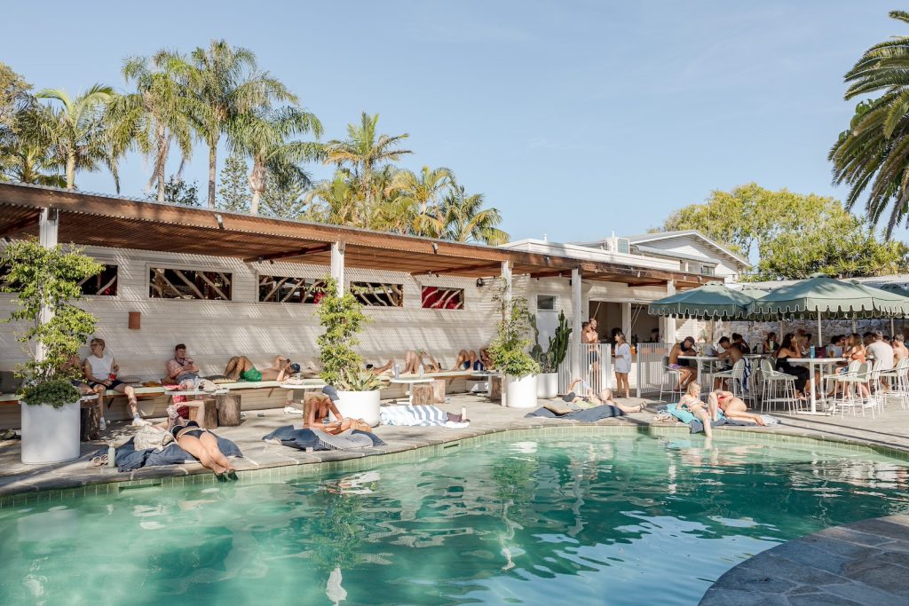 Find your rhythm at Wake Up! Byron Bay's pool bar area — it plays host to the large swimming pool, ice bath and double-barrel sauna. As well as the bar itself (of course), spacious loungers and good vibes on repeat.