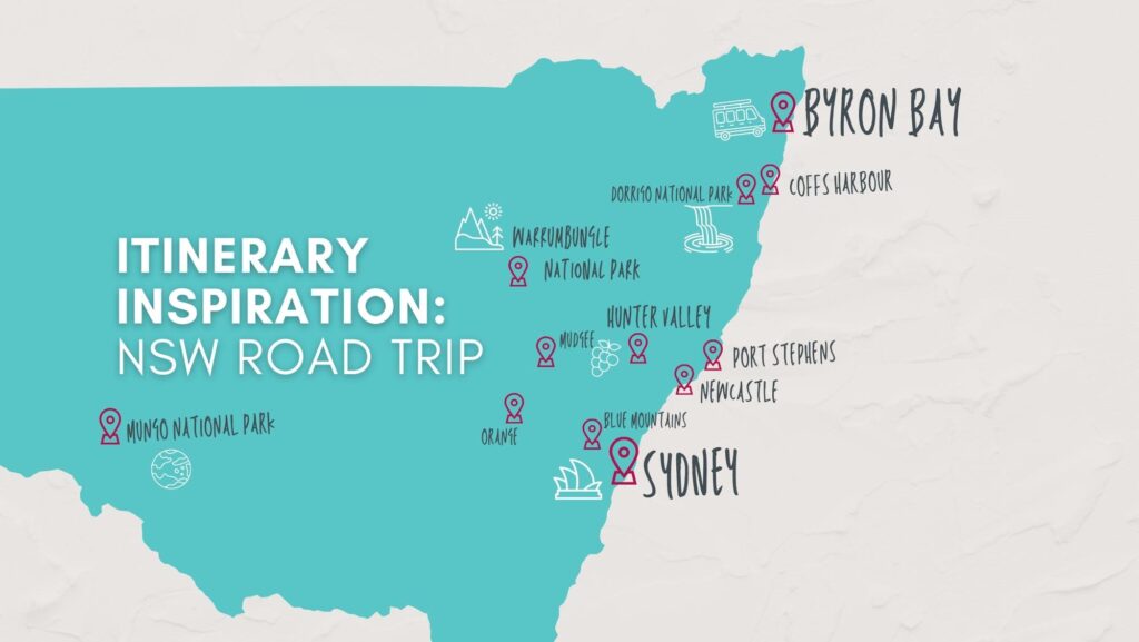 Self-drive road trip itinerary through mid-north NSW, including the coast, the countryside and the outback.